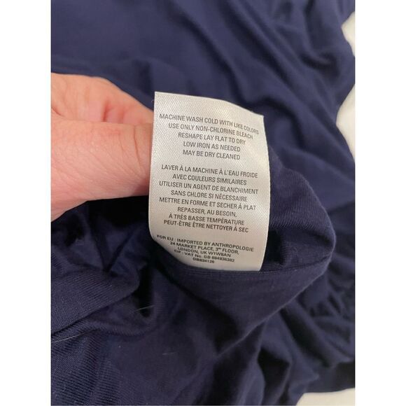 Moulinette Soeurs by ANTHROPOLOGIE Jersey Cinched MIDI Navy Dress NWT Sz XS - Picture 6 of 7